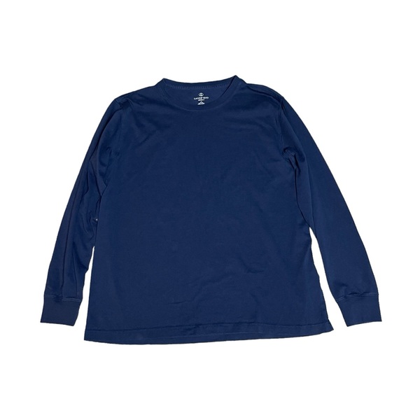 Lands End Super-T Mens Large L Blue Cotton Long Sleeve Crew Neck T-Shirt Casual - Picture 4 of 13